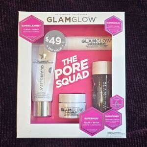 GLAMGLOW The Pore Squad 4 Piece Super Set - Cleanse, Serum, Mud, & Toner - NIB